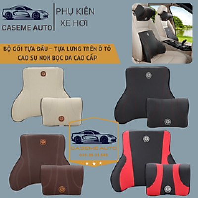 Bộ Gối Tựa Đầu, Tựa Lưng Ô Tô 100% Cao Su Non Đặc Biệt Bọc Da Cao Cấp - SIÊU ÊM, SIÊU ĐÀN HỒI - Hàng Nhập Khẩu