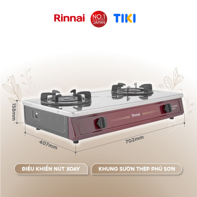 Bếp gas dương Rinnai RV-MC27RS mặt bếp inox và kiềng bếp men - Hàng chính hãng.