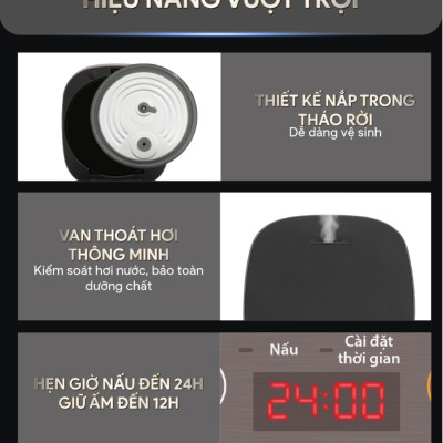 Nồi Cơm Điện Tử BlueStone RCB-5946 - Dung Tích 1,5 lít - Công suất 860W - Lòng nồi phủ chống dính cao cấp an toàn sức khỏe - 6 chế độ cài đặt sẵn - Bảo hành 2 năm - Hàng chính hãng
