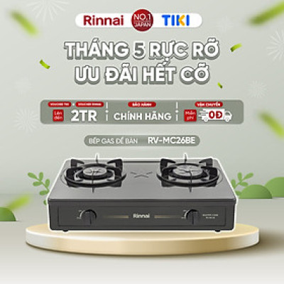 Bếp gas dương Rinnai RV-MC26BE mặt bếp men và kiềng bếp men - Hàng chính hãng.