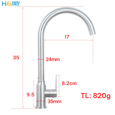 Vòi chậu rửa chén thân lạnh inox 304 kèm dây cấp Hobby home decor RL3