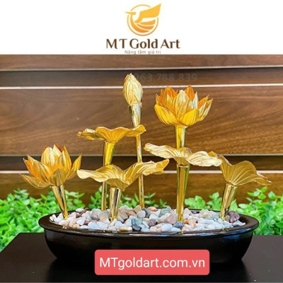 Chậu hoa sen dát vàng (24.5×15.5x19cm) MT Gold Art- Hàng chính hãng, trang trí nhà cửa, quà tặng dành cho sếp, đối tác, khách hàng.