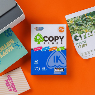Combo 10 Ream giấy A5 70 gsm IK Copy (500 tờ) - Hàng nhập khẩu Indonesia hàng nguyên thùng tiện lợi hơn