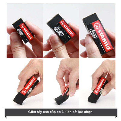 Combo gôm STABILO Exam Grade - Bộ 3 viên màu đen, lớn (ER196E-C3)