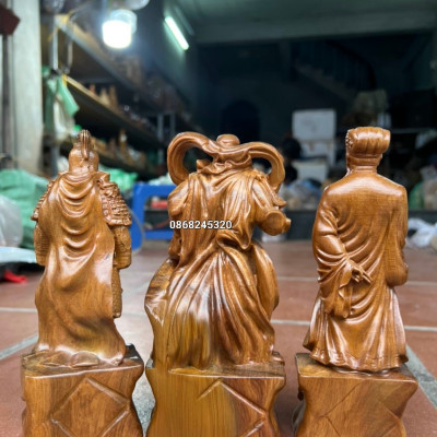 COMBO 3 TƯỢNG ,KHỔNG MINH ,QUAN CÔNG ,TRIỆU TỬ LONG BẰNG GỖ BÁCH XANH THƠM PHỨC KT CAO 30×9×6CM