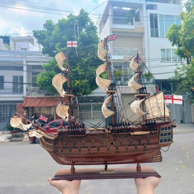 Mô Hình Thuyền Gỗ Phong Thủy Gia Nhiên, Thuyền Buồm Gỗ HMS VICTORY chất liệu gỗ tràm chuẩn xuất khẩu