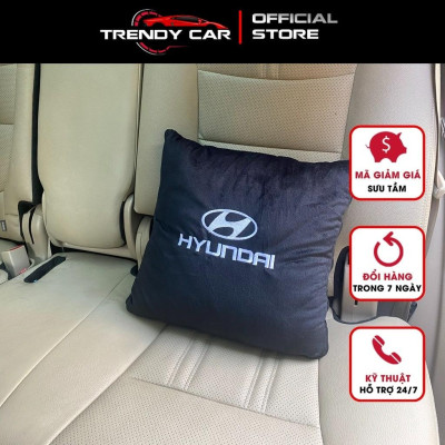 Gối và chăn (mền) 2 trong 1 (logo Hyundai) - Sử dụng làm tựa lưng chăn đắp văn phòng hoặc ô tô tiện dụng chất lông tuyết