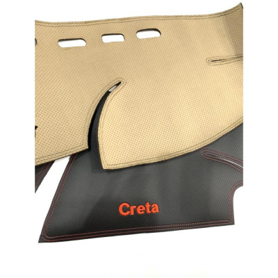 Thảm taplo da carbon xe Hyundai Creta 2022, 2023 chống nóng tốt, chống trơn trượt, vừa khít theo xe, vân cacbon cao cấp