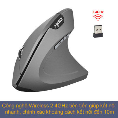 Chuột không dây kiểu đứng sạc pin HXSJ T22 wireless USB 2.4GHz chống mỏi tay chuyên dùng cho pc laptop macbook ipad tivi - Hàng chính hãng