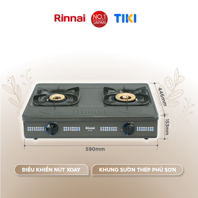 Bếp gas dương Rinnai RV-367(G)N mặt bếp men và kiềng bếp men - Hàng chính hãng.