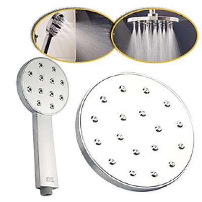 Combo đài sen và tay sen tròn nhựa ABS mạ Chrome cao cấp Eurolife EL-DST 01 (Trắng bạc)