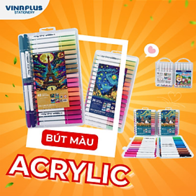 Bút màu Acrylic Vinaplus 12/24/36/48 Cao Cấp Màu Sắc Tươi Sáng - Bút lông màu