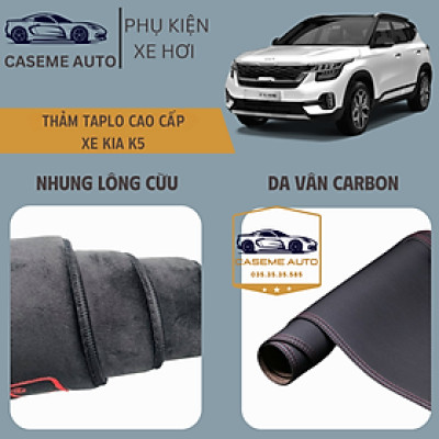 [KIA K5] Thảm Taplo 3 Lớp Dành Cho Xe KIA K5, Nhung Lông Cừu Và Da Vân Carbon Cao Cấp - Hàng Chính Hãng