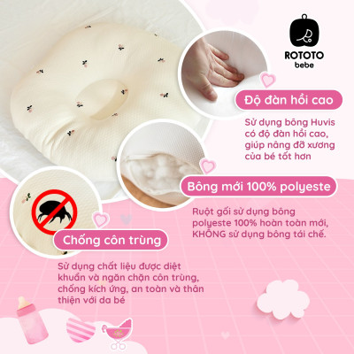 Gối chống trào ngược cho bé Rototo Bebe chất liệu đặc biệt Ripple gợn sóng - Caro bạc hà