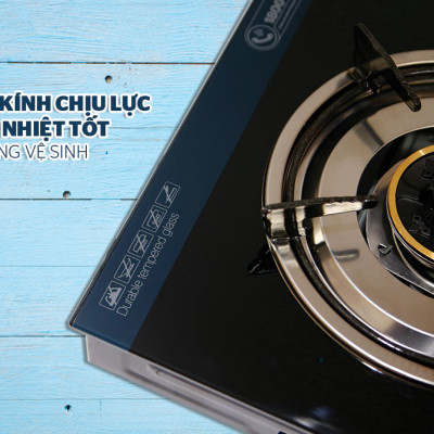 Combo Bếp gas dương đơn kính họng thường SUNHOUSE SHB212KT Kèm Van Dây - Hàng Chính Hãng