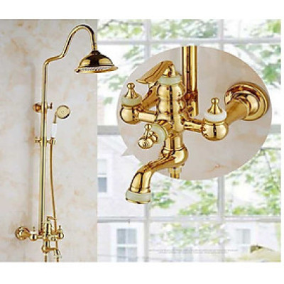 Sen cây mạ vàng tắm đứng chính hãng GROVES nhập khẩu nóng lạnh đính đá ngọc GS 8766