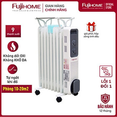 Máy sưởi dầu không khô da 9 thanh CN Nhật Bản FUJIHOME OH849, máy sưởi ấm điện không đốt oxi, tự động ngắt an toàn tiết kiệm điện - Hàng Chính hãng