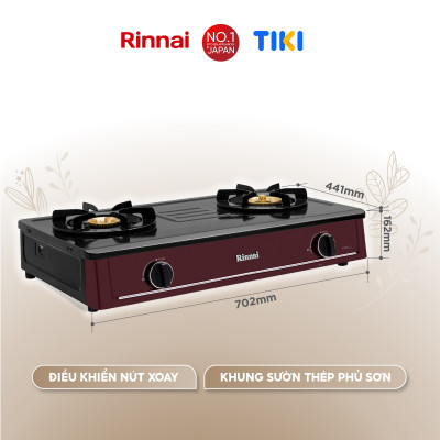 Bếp gas dương Rinnai RV-B271SR(EB) mặt bếp men và kiềng bếp men - Hàng chính hãng.