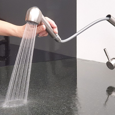 Vòi rửa chén nóng lạnh 2 chế độ chảy, dây kéo Inox SUS 304 Eurolife EL-T10R