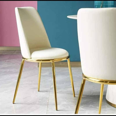 Bộ bàn ghế phòng ăn Tundo bàn mặt đá 4 ghế chân inox mạ vàng