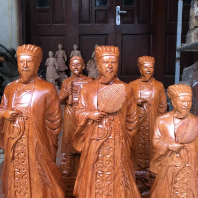 Tượng khổng minh gia cát lượng bằng gỗ hương đá kt cao 50×15×13.5cm