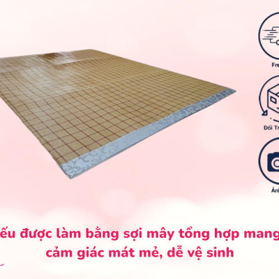 Chiếu Điều Hòa Sợi Mây Tổng Hợp Có Lớp Mút Foam Dày 3cm Đủ Size Thoáng Mát Và Êm Ái