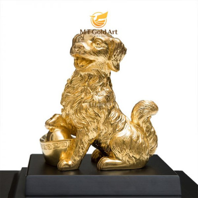 Tượng Hoàng Kim Tuất Dát Vàng 24K (tượng chú chó 20x17x24cm) MT Gold Art- Hàng chính hãng, trang trí nhà cửa, phòng làm việc, quà tặng sếp, đối tác, khách hàng, tân gia, khai trương 