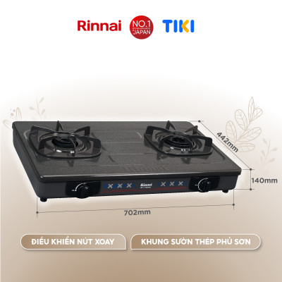 Bếp gas dương Rinnai RV-715Slim(G) mặt bếp men và kiềng bếp men - Hàng chính hãng.