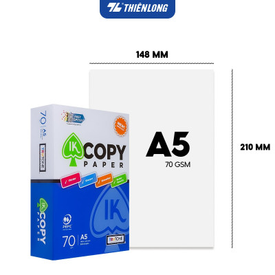 Combo 10 Ream giấy A5 70 gsm IK Copy (500 tờ) - Hàng nhập khẩu Indonesia hàng nguyên thùng tiện lợi hơn