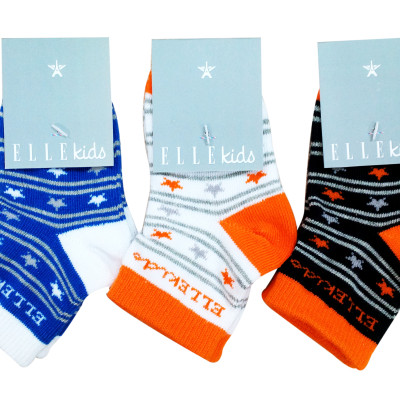 Vớ tất cổ ngắn cho bé trai 2-3 tuổi ELLE KIDS EK04 in silicon chống trượt