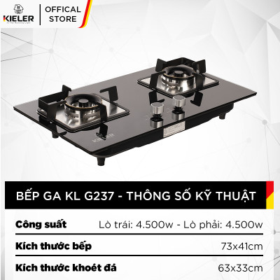 Bếp gas mặt kính cường lực KIELER KL-G237 tiết kiệm gas, công suất mạnh 4500W, mặt bếp chịu nhiệt tốt - Hàng chính hãng