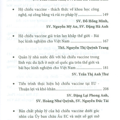 Một Số Vấn Pháp Lý Về Hộ Chiếu Vaccine (Sách chuyên khảo)