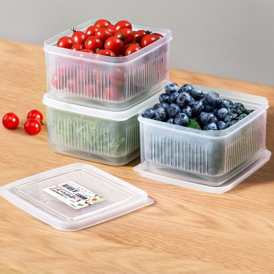 Set hộp thực phẩm 2 lớp bảo quản tủ lạnh, dùng được trong lò vi sóng Nakaya 1.1L - Hàng nội địa Nhật Bản (#Made in Japan)