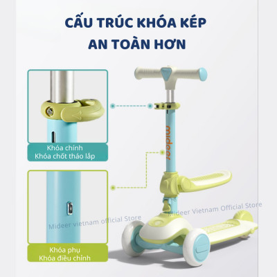 Xe Trượt Scooter Mideer Cao Cấp gấp gọn có ghế ngồi cho bé