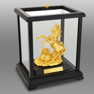 Tượng ngựa dát vàng 24k(22x17x14cm) MT Gold Art- Hàng chính hãng, trang trí nhà cửa, phòng làm việc, quà tặng sếp, đối tác, khách hàng, tân gia, khai trương