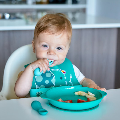 Bộ thìa nĩa tập ăn silicon cho bé Palm Grasp Marcus & Marcus, từ 12 tháng - Ollie