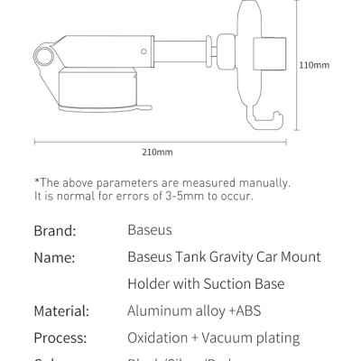 Giá đỡ điện thoại Baseus Tank Gravity Car Mount Holder with Suction Base SUYL - Hàng chính hãng