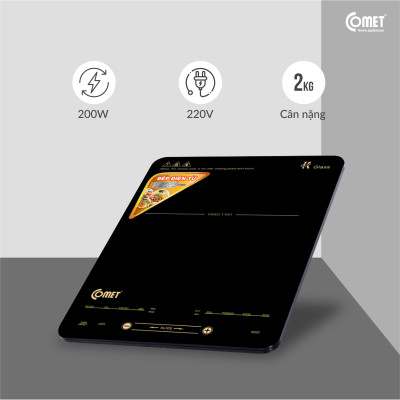 Bếp điện từ cảm ứng Comet CM5428 – Công suất 2000W, mặt kính chịu nhiệt, thiết kế siêu mỏng – Hàng Chính hãng bảo hành 12 tháng