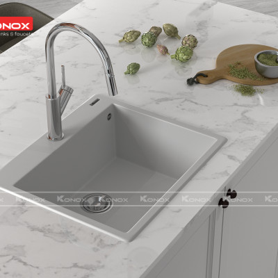 Vòi rửa bát dây rút Konox, Model Ponte Nickel, 4 phiên bản màu, Bề mặt mạ PVD 5 lớp cao cấp, Lõi đồng tiêu chuẩn CW617N, Linh kiện phụ trợ dòng chảy nhập khẩu châu Âu, Bảo hành chính hãng 5 năm, Hàng chính hãng