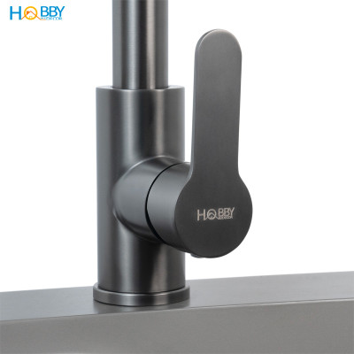 Vòi rửa chén nóng lạnh dây rút inox 304 sơn xám Hobby home decor VDR15