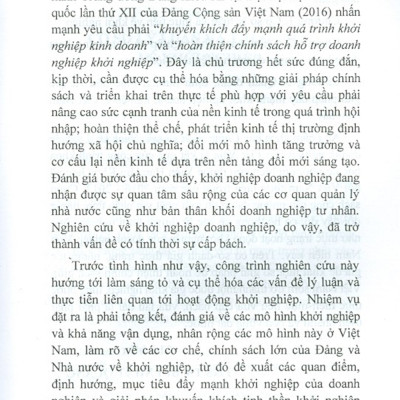 Chính Sách Khuyến Khích Khởi Nghiệp Doanh Nghiệp Của Việt Nam (Sách Chuyên Khảo)