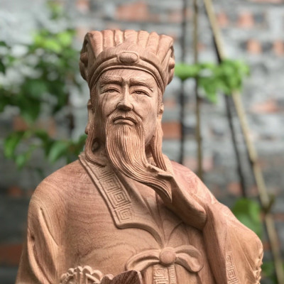 Tượng khổng minh (gia cát lượng) bằng gỗ hương đá liền khối cực đẹp kt cao 90×27×20cm