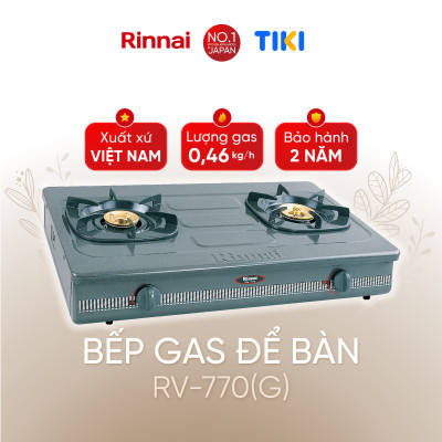 Bếp gas dương Rinnai RV-770(G) mặt bếp men và kiềng bếp men - Hàng chính hãng.