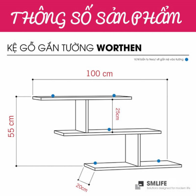 Kệ trang trí mini tiện dụng SMLIFE Worthen