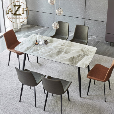 Bàn Ghế Ăn Phong Cách Đương Đại Châu Âu - Xu Hướng Hiện Nay Cho Không Gian Hiện Đại - Chân Thép Mặt Đá - Hàng Nhập Khẩu AZP