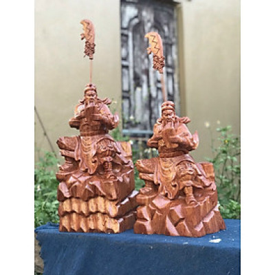 Tượng quan công đọc sách bằng gỗ hương kt cao 50