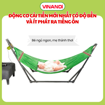 [Mẫu mới cao cấp ]Máy Đưa Võng Tự Động Cao Cấp Vinanoi Asanta AS100 - Sức Đưa 100 Kg Cho Cả Mẹ Và Bé, Dùng Điện 110-220v và pin sạc dự phòng