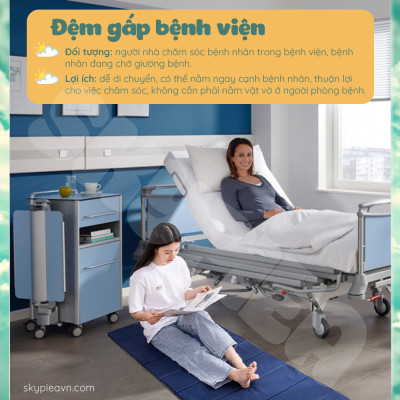 Đệm Gấp Văn Phòng - Tặng Kèm Gối Hơi - Chất Liệu Bông Ngọc Trai Dài 190x70 Cm, Dày 1 Cm - Đệmệm Gấp Ngủ Trưa Văn Phòng Siêu Nhỏ Gọn - Foldable Sleeping Office Mattress