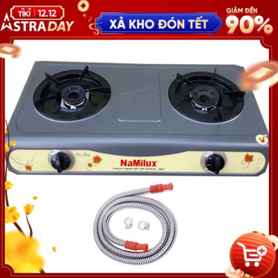 Bếp gas đôi mặt men Namilux NA-681DFM Tặng dây bọc inox Hàng chính hãng