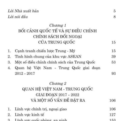 Quan hệ Việt Nam - Trung Quốc giai đoạn 2017 -2022 : Những điều chỉnh chính sách của Trung Quốc và hàm ý đối với Việt Nam